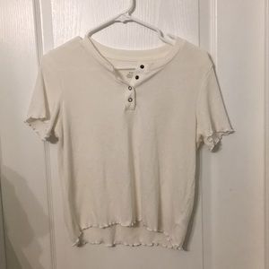 white ribbed henley tee